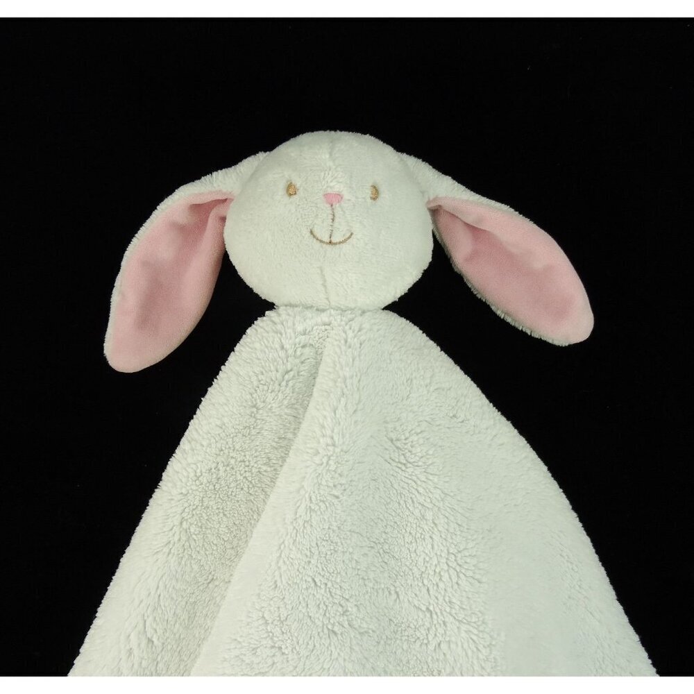Large Lovey White Fleece Bunny Rabbit Pink Ears Baby Security Blanket 30x30